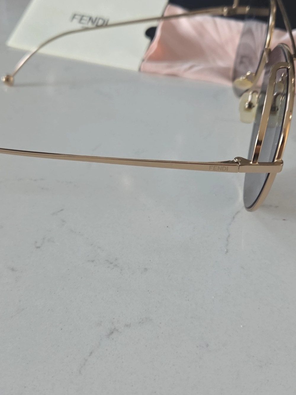 Fendi Gold-Frame Aviator Sunglasses with Brown Gradient Lenses - Picture 2 of 3